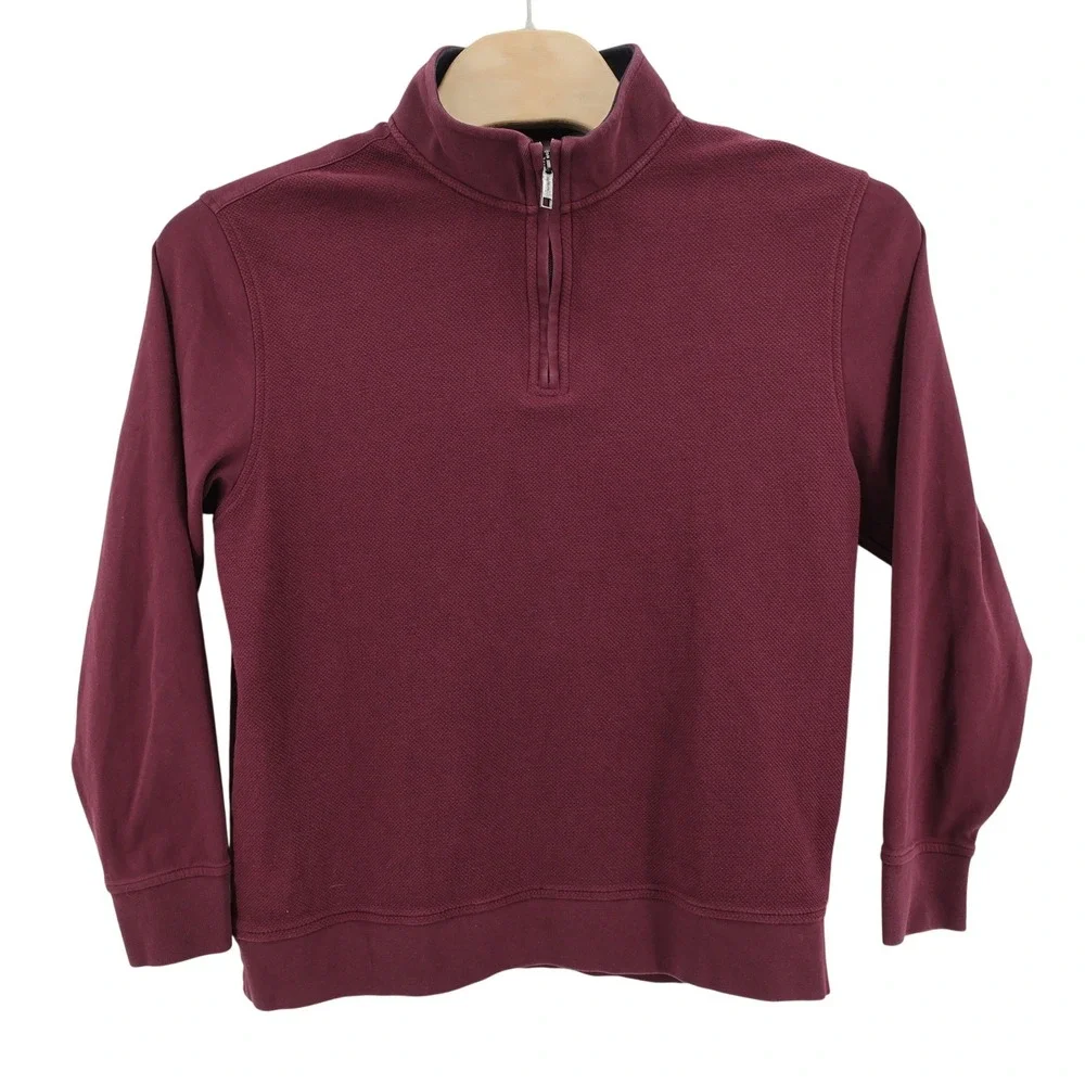Ted Baker Quarter Zip Pullover Burgundy‎ Textured Mens XL